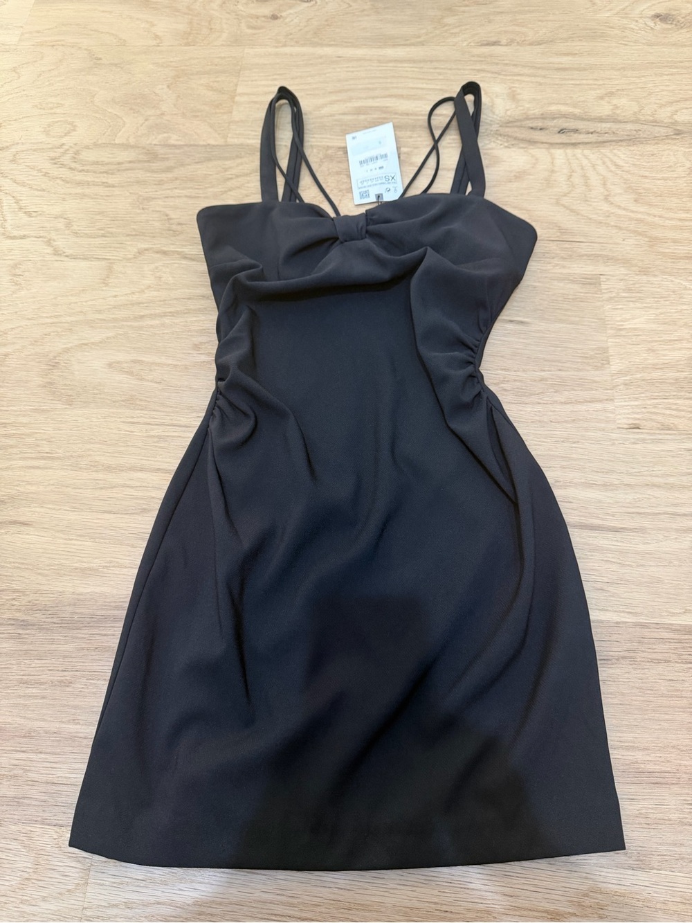 Zara Black Mini Dress with Twist Front and Double Straps